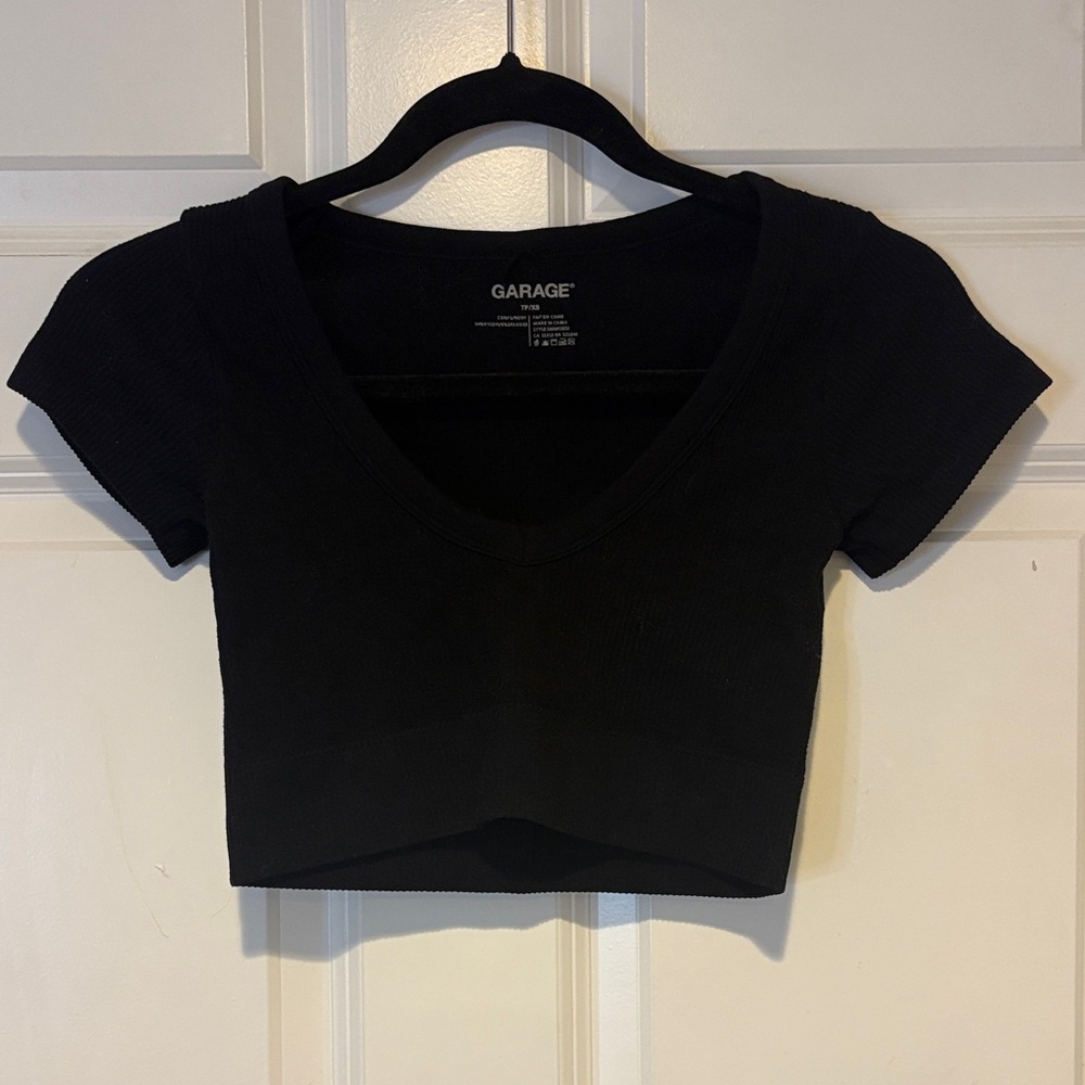 Garage Black V-neck Crop Top